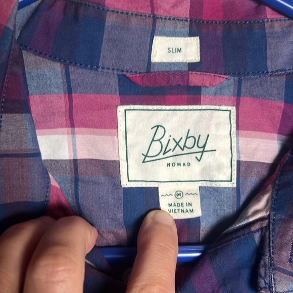 Bixby Shirt Mens Medium Slim Fit Multicolor Plaid Button Down Long Sleeve Pink - Picture 2 of 4